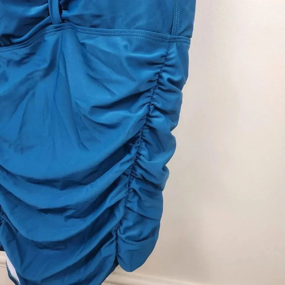 New‎ DACI Swimsuit Ruched Sides Flattering Tummy Control Teal Blue NWT SZ 20W - Picture 3 of 12